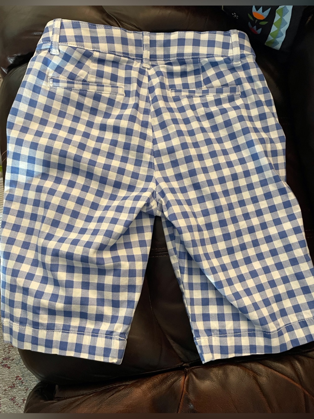 Lands' End Blue and White Gingham Bermuda Shorts - Picture 2 of 4